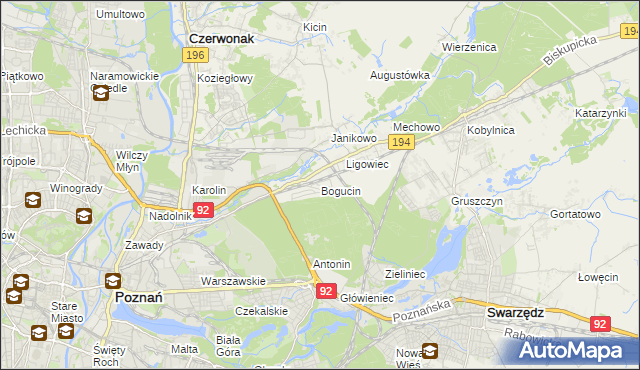 mapa Bogucin gmina Swarzędz, Bogucin gmina Swarzędz na mapie Targeo