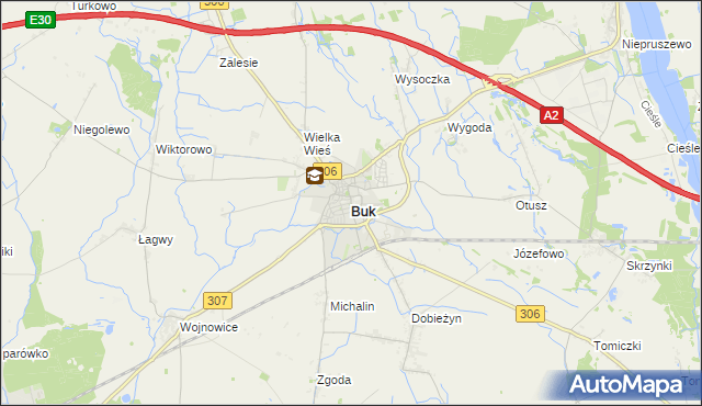 mapa Buk powiat poznański, Buk powiat poznański na mapie Targeo