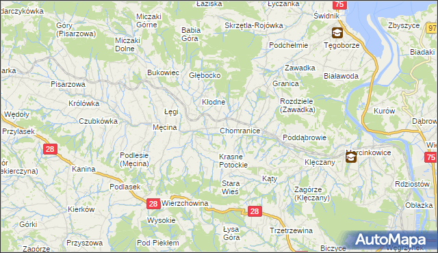 mapa Chomranice, Chomranice na mapie Targeo