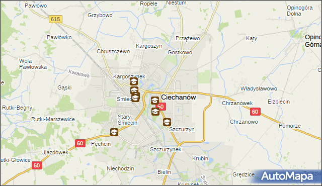 mapa Ciechanów, Ciechanów na mapie Targeo