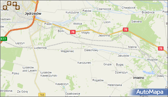 mapa Dalechowy, Dalechowy na mapie Targeo