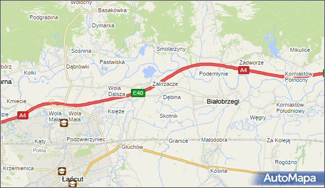 mapa Dębina gmina Białobrzegi, Dębina gmina Białobrzegi na mapie Targeo