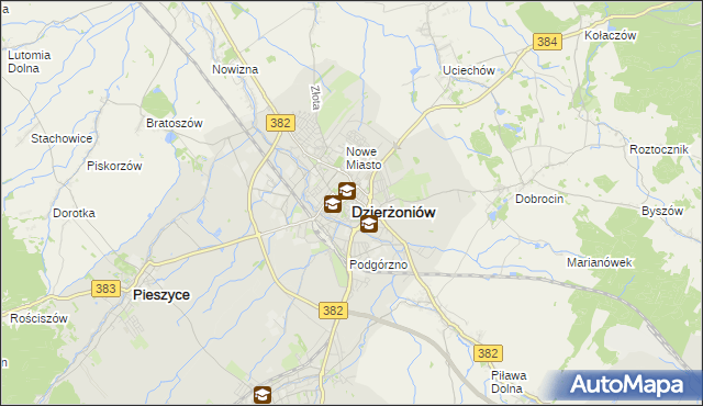 mapa Dzierżoniów, Dzierżoniów na mapie Targeo