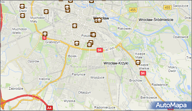 mapa Gaj gmina Wrocław, Gaj gmina Wrocław na mapie Targeo