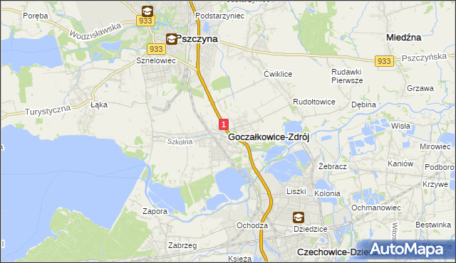 mapa Goczałkowice-Zdrój, Goczałkowice-Zdrój na mapie Targeo