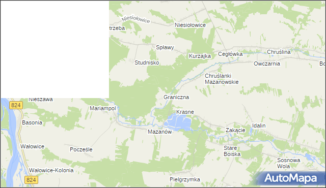 mapa Graniczna gmina Józefów nad Wisłą, Graniczna gmina Józefów nad Wisłą na mapie Targeo