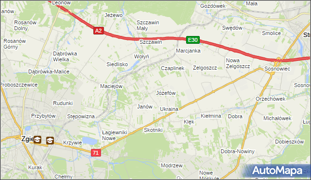 mapa Józefów gmina Zgierz, Józefów gmina Zgierz na mapie Targeo