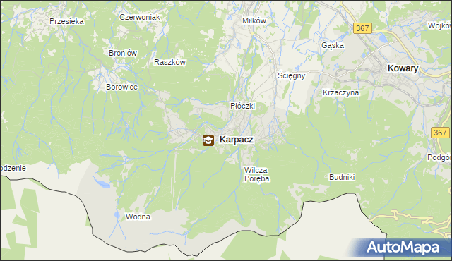 mapa Karpacz, Karpacz na mapie Targeo