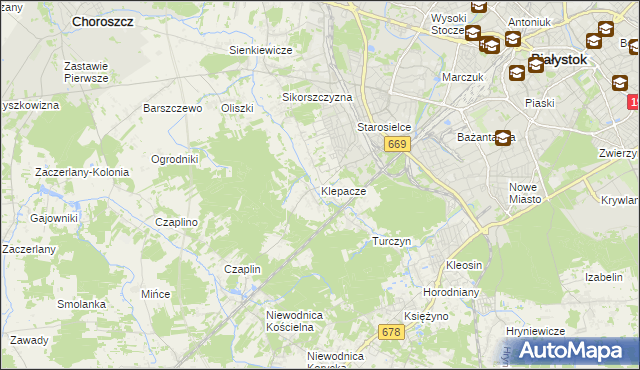 mapa Klepacze gmina Choroszcz, Klepacze gmina Choroszcz na mapie Targeo