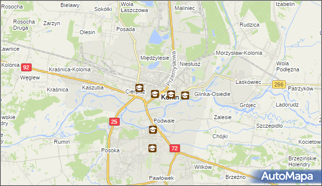 mapa Konina, Konin na mapie Targeo