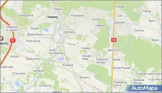 mapa Kowala gmina Sitkówka-Nowiny, Kowala gmina Sitkówka-Nowiny na mapie Targeo