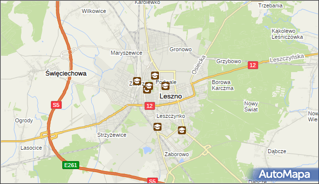 mapa Leszno, Leszno na mapie Targeo