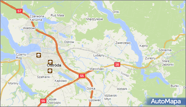 mapa Lubajny, Lubajny na mapie Targeo