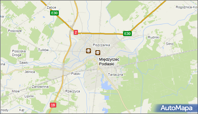 mapa Międzyrzec Podlaski, Międzyrzec Podlaski na mapie Targeo