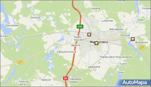 mapa Międzyrzecz powiat międzyrzecki, Międzyrzecz powiat międzyrzecki na mapie Targeo