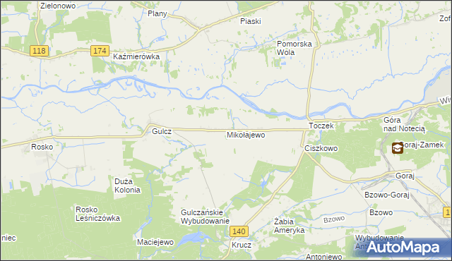 mapa Mikołajewo gmina Czarnków, Mikołajewo gmina Czarnków na mapie Targeo