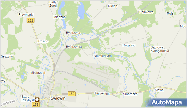 mapa Niemierzyno gmina Świdwin, Niemierzyno gmina Świdwin na mapie Targeo