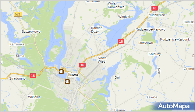 mapa Nowa Wieś gmina Iława, Nowa Wieś gmina Iława na mapie Targeo