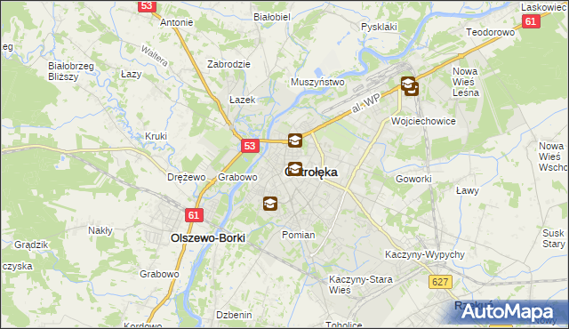 mapa Ostrołęka, Ostrołęka na mapie Targeo