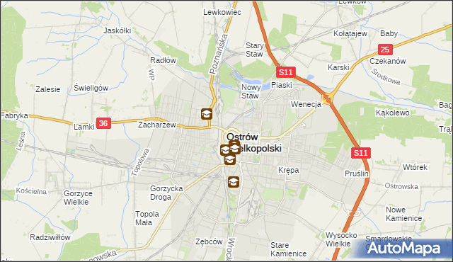mapa Ostrów Wielkopolski, Ostrów Wielkopolski na mapie Targeo