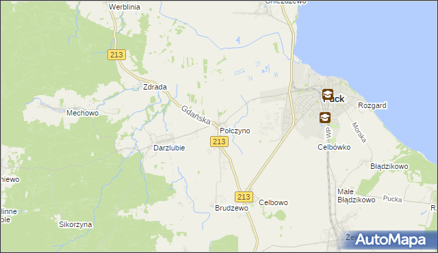 mapa Połczyno gmina Puck, Połczyno gmina Puck na mapie Targeo