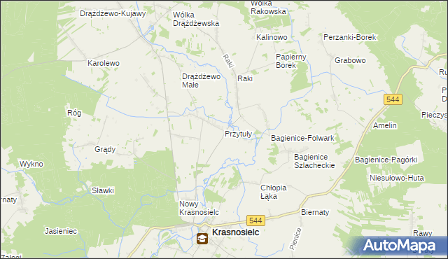 mapa Przytuły gmina Krasnosielc, Przytuły gmina Krasnosielc na mapie Targeo