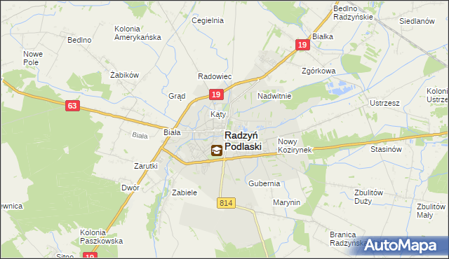 mapa Radzyń Podlaski, Radzyń Podlaski na mapie Targeo