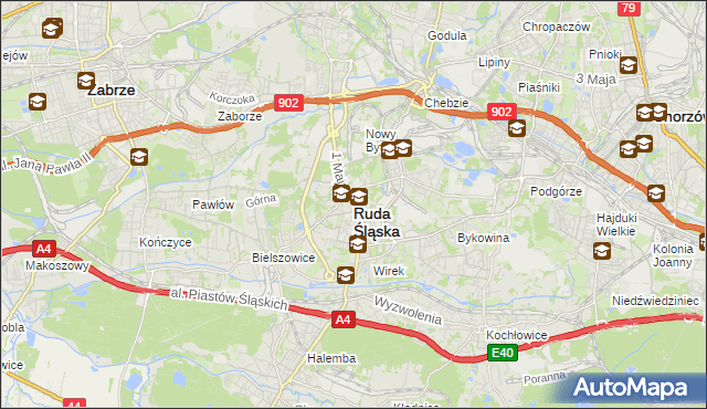 mapa Rudy Śląskiej, Ruda Śląska na mapie Targeo