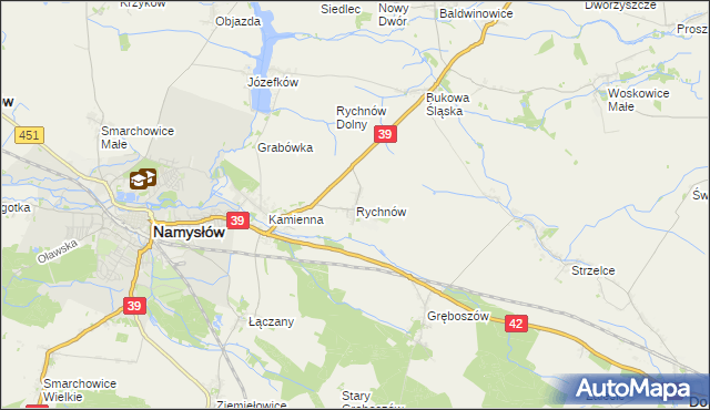 mapa Rychnów gmina Namysłów, Rychnów gmina Namysłów na mapie Targeo