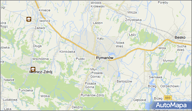 mapa Rymanów, Rymanów na mapie Targeo