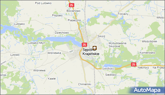 mapa Sępólno Krajeńskie, Sępólno Krajeńskie na mapie Targeo