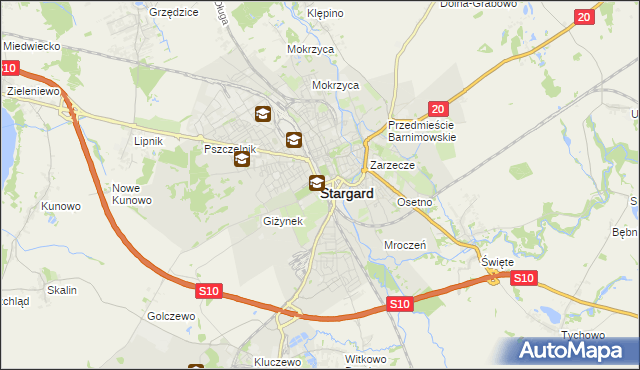 mapa Stargard, Stargard na mapie Targeo