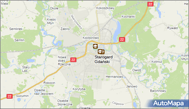 mapa Starogard Gdański, Starogard Gdański na mapie Targeo