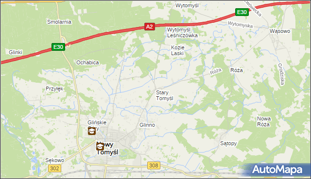 mapa Stary Tomyśl, Stary Tomyśl na mapie Targeo