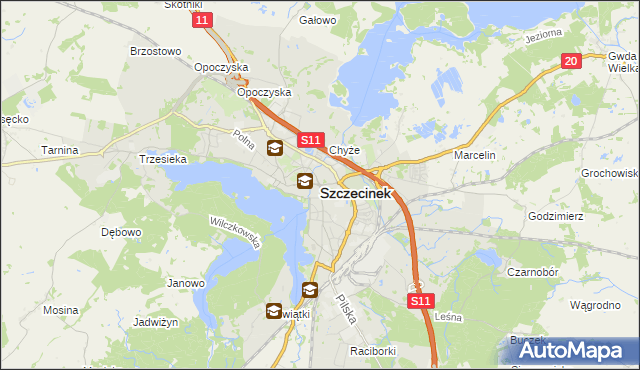 mapa Szczecinek, Szczecinek na mapie Targeo