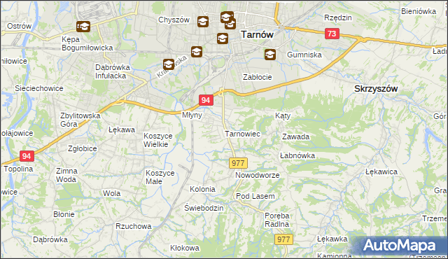 mapa Tarnowiec gmina Tarnów, Tarnowiec gmina Tarnów na mapie Targeo