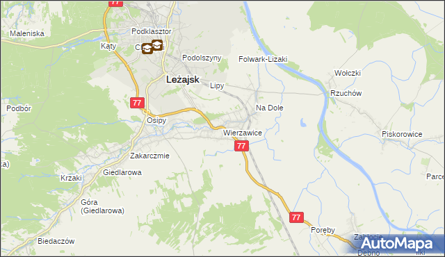mapa Wierzawice, Wierzawice na mapie Targeo