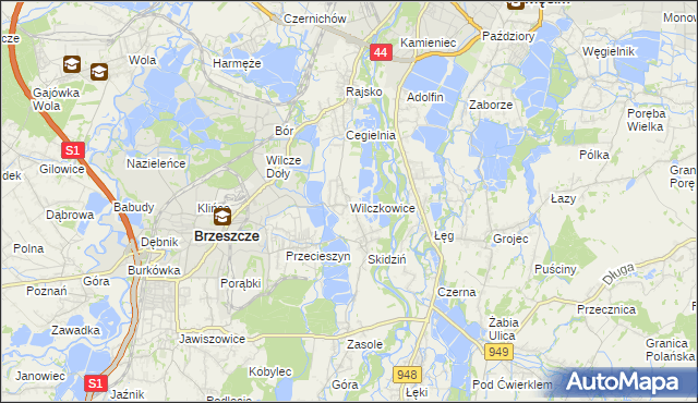 mapa Wilczkowice gmina Brzeszcze, Wilczkowice gmina Brzeszcze na mapie Targeo