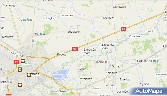 mapa Zabostów Mały, Zabostów Mały na mapie Targeo