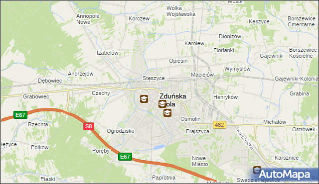 mapa Zduńska Wola, Zduńska Wola na mapie Targeo