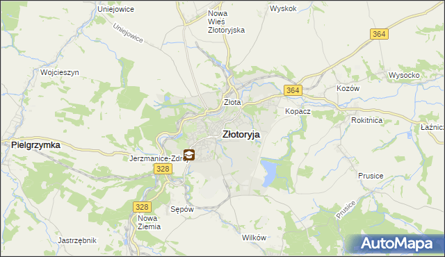 mapa Złotoryja, Złotoryja na mapie Targeo