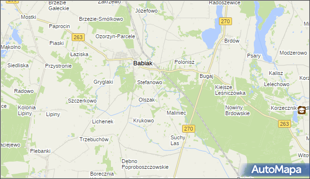 mapa Żurawieniec gmina Babiak, Żurawieniec gmina Babiak na mapie Targeo