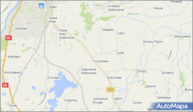 mapa Czerwony Dwór gmina Stary Targ, Czerwony Dwór gmina Stary Targ na mapie Targeo