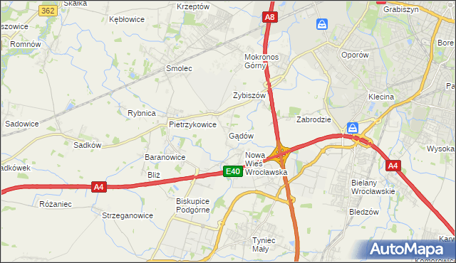 mapa Gądów, Gądów na mapie Targeo