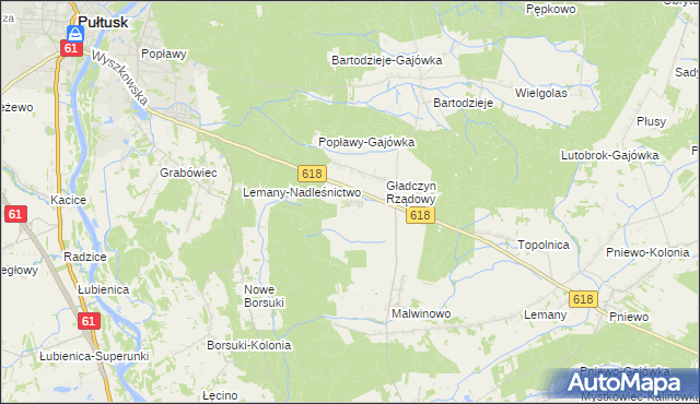 mapa Gładczyn, Gładczyn na mapie Targeo