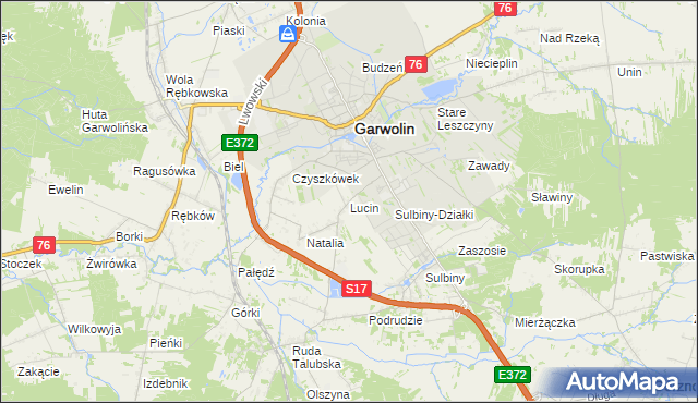 mapa Lucin gmina Garwolin, Lucin gmina Garwolin na mapie Targeo