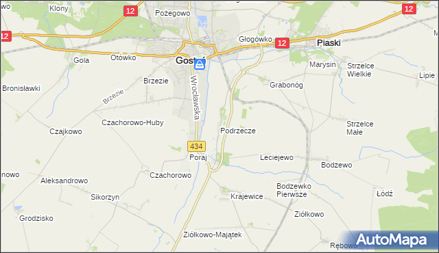 mapa Podrzecze gmina Piaski, Podrzecze gmina Piaski na mapie Targeo