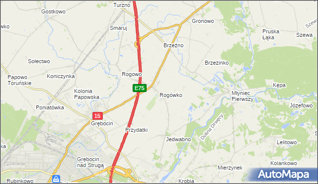 mapa Rogówko gmina Lubicz, Rogówko gmina Lubicz na mapie Targeo