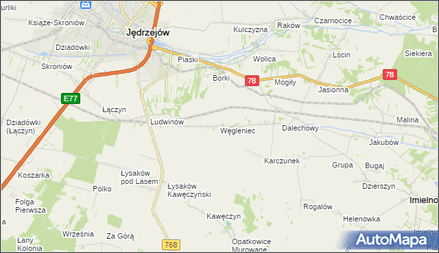 mapa Węgleniec, Węgleniec na mapie Targeo