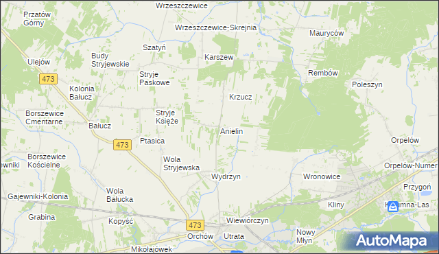 mapa Anielin gmina Łask, Anielin gmina Łask na mapie Targeo